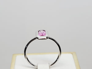 Hot Pink Sapphire Ring 1.15ct Elongated Baguette