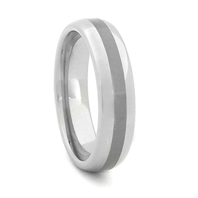 Comfort Fit Domed 6mm Tungsten Carbide Wedding Ring with High Polish Sides and Satin Finish Center