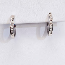Load image into Gallery viewer, Sterling Diamond Accent Beaded Hoop Earrings