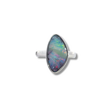 Load image into Gallery viewer, Sterling Silver Australian Boulder Opal Smooth Shank Ring