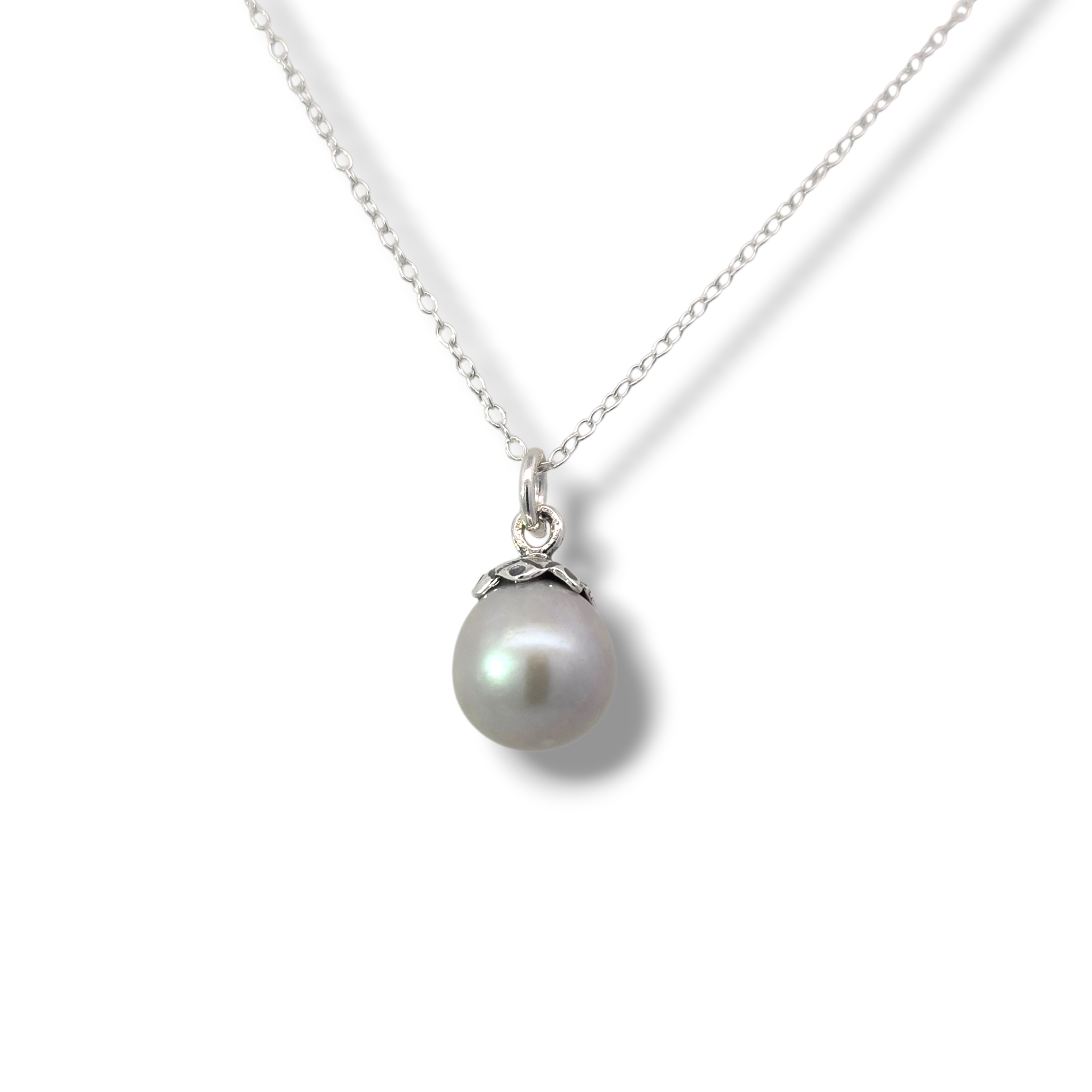 Sterling Silver Gray Pearl Necklace