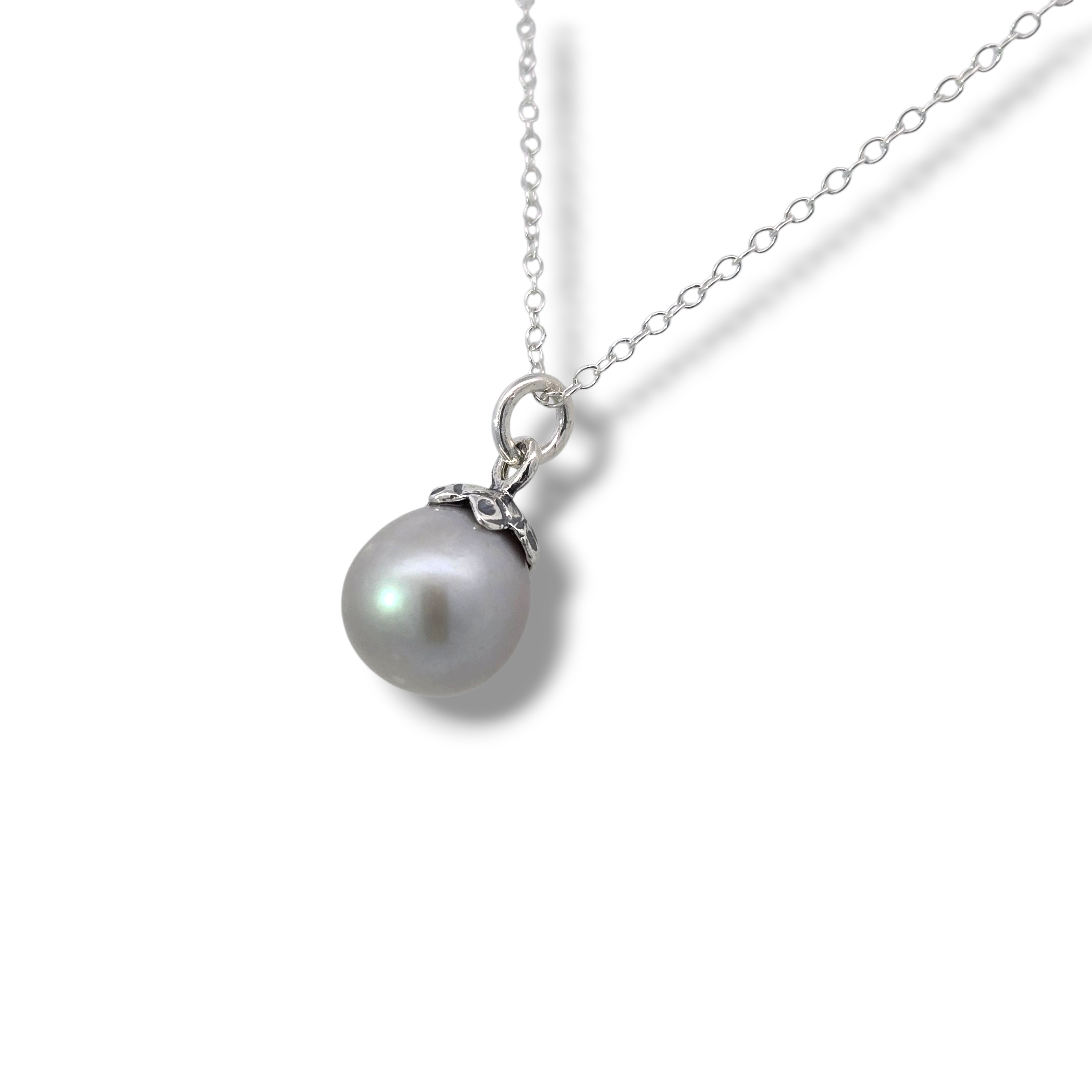 Sterling Silver Gray Pearl Necklace