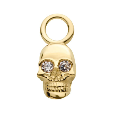 14k Yellow Mini Gold Skull with CZ Eyes