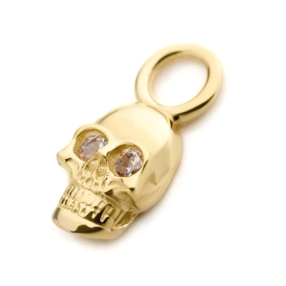 14k Yellow Mini Gold Skull with CZ Eyes