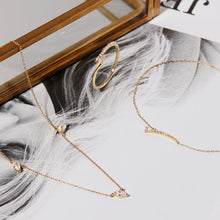 Load image into Gallery viewer, 14kt Gold White Sapphire Curve Bar Bracelet