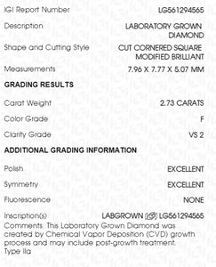 2.73 Lab Grown Diamond Radiant