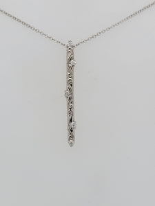 Sterling Silver Swirl Detail Vertical Bar Necklace