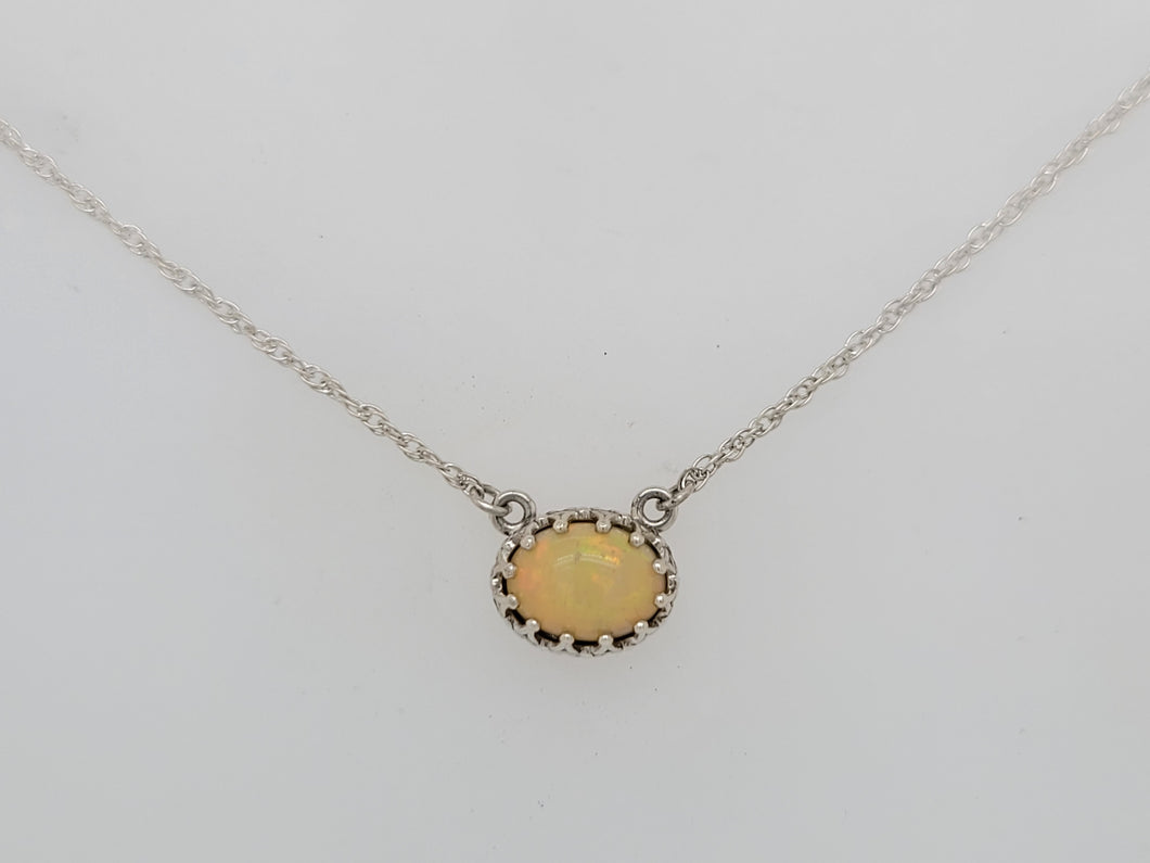 Sterling Silver Ethiopian Opal Crown Set Necklace