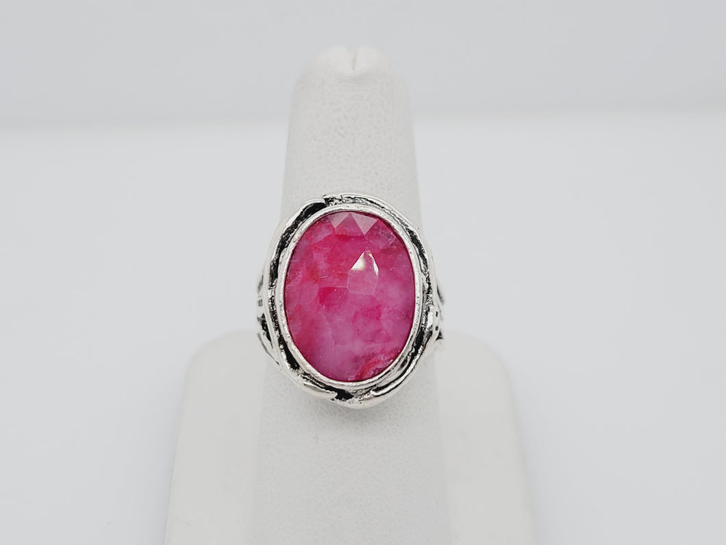 Sterling Silver and Oval Ruby Ring
