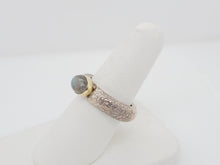 Load image into Gallery viewer, Sterling Silver and 14k Gold Bezel Labradorite Ring
