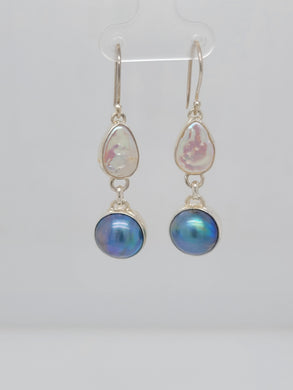 Sterling Silver and 2 Pearls Earring