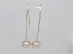Sterling Silver and Pearl Long Dangle Earring