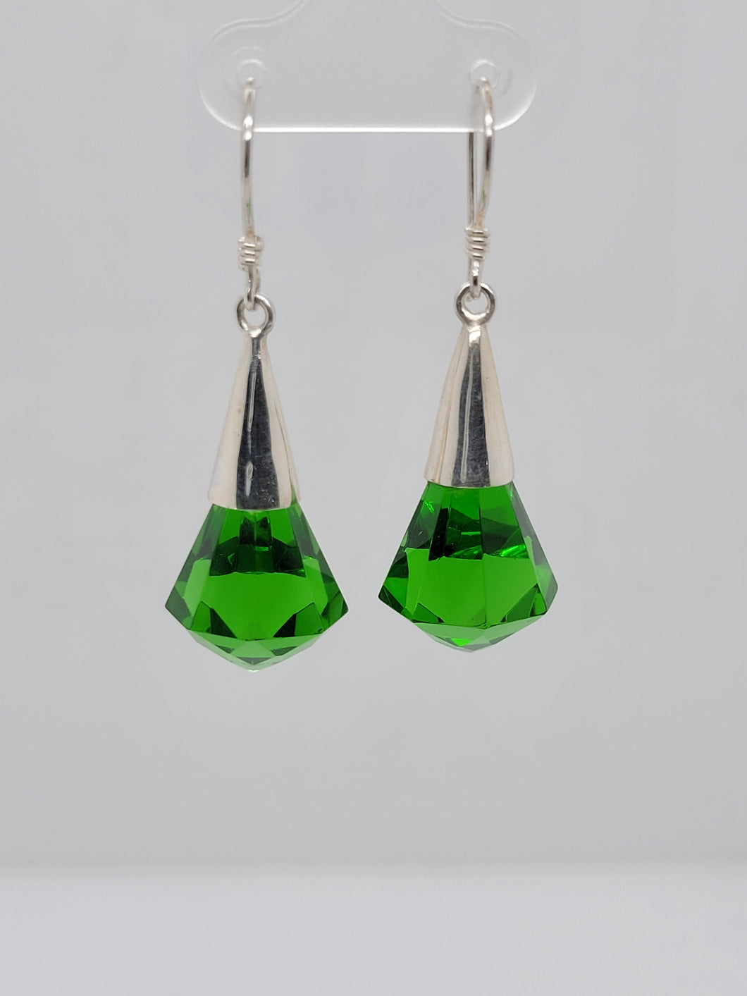 Sterling Silver and Green Obsidian Earrings