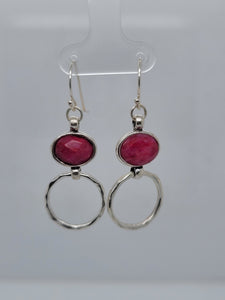 Sterling Silver and Oval Ruby Earrings