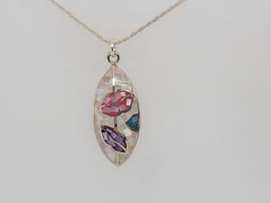 Sterling Silver Mosaic Lips Necklace