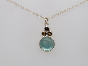 Sterling Silver Roman Glass and Tigereye Necklace