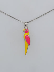 Sterling Silver and Enamel Parrot Necklace