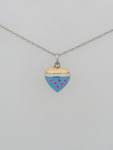 Sterling Silver and Enamel Dotted Heart Necklace