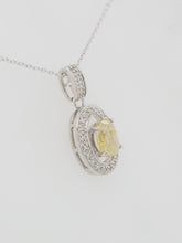 Load image into Gallery viewer, Fancy Yellow Rose Cut Diamond Halo Necklace 2.12ct Center