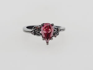 Black Rhodium 14k Red Diamond Engagement Ring