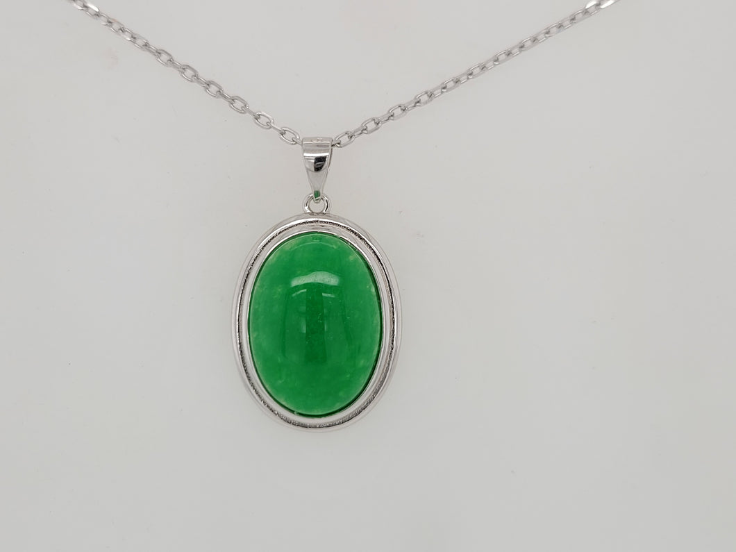 Sterling Silver Oval Jade Necklace