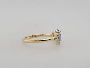 Open Concept Custom Tanzanite and Diamond Ring in 14k Yellow Gold