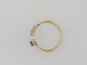 Open Concept Custom Tanzanite and Diamond Ring in 14k Yellow Gold