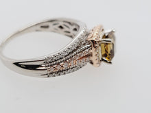 Load image into Gallery viewer, Estate 14KTT Radiant Citrine and Diamond Ring