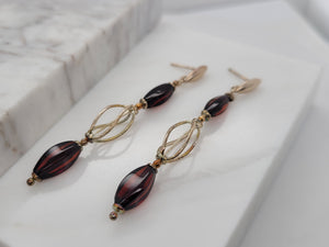 Amber and Sterling Silver Drop earrings