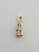 Load image into Gallery viewer, Custom 14K yellow gold pear aquamarine and swiss blue topaz accent necklace