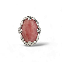 Load image into Gallery viewer, Estate Rhodochrosite and Sterling Silver Scroll Ring