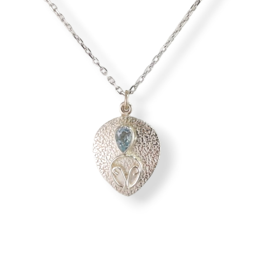 Sterling Pear Shaped Blue Topaz Necklace