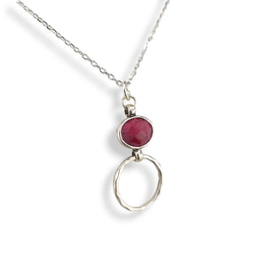 Sterling Faceted Oval Ruby Necklace