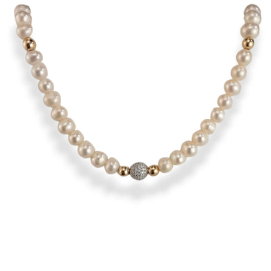 G/F Freshwater Pearl and Swarovski Crystal Necklace