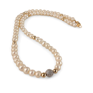 G/F Freshwater Pearl and Swarovski Crystal Necklace