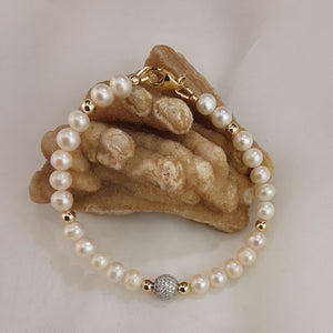 G/F Freshwater Pearl and Swarovski Crystal Bracelet