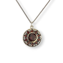 Load image into Gallery viewer, Sterling and Gold Garnet Circle Necklace
