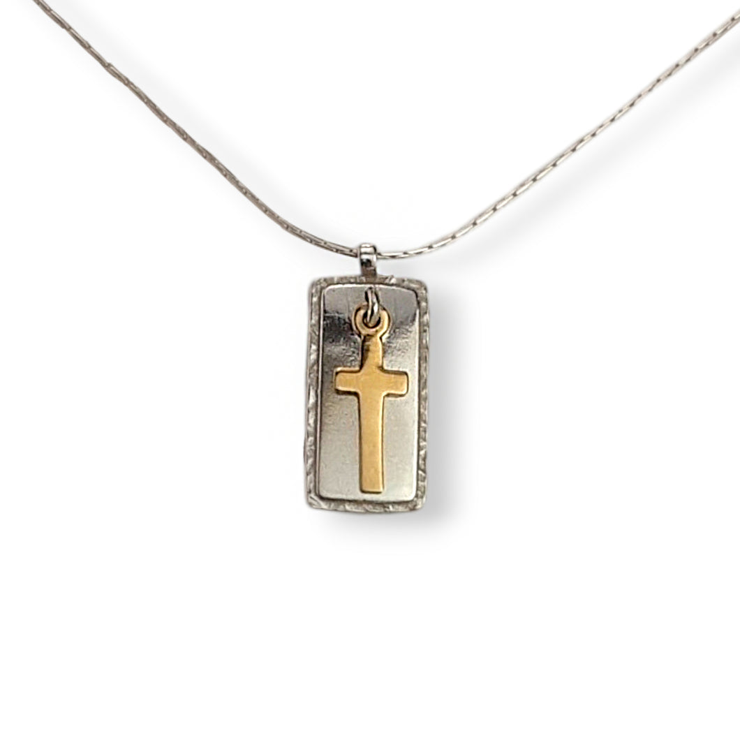 Sterling/GP Cross Tab Necklace