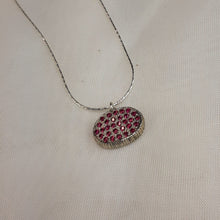 Load image into Gallery viewer, Sterling 30 Rubies Oval Necklace