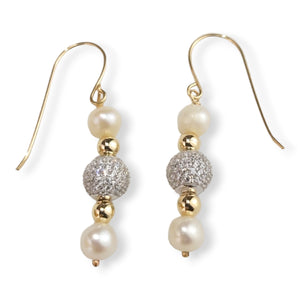 G/F Freshwater Pearl and Swarovski Crystal Earrings