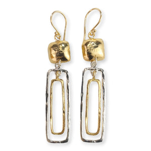 Sterling Square and Rectangle Dangle Earrings