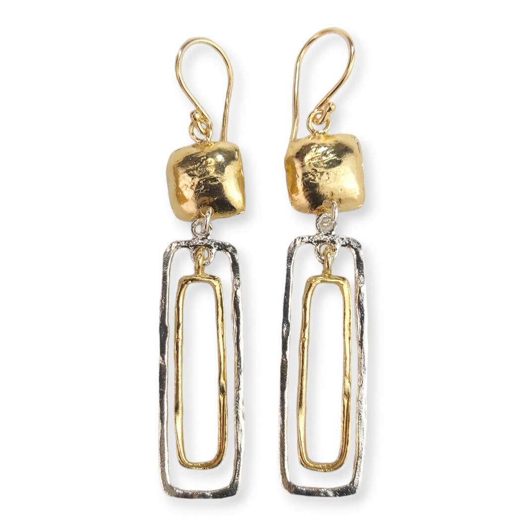 Sterling Square and Rectangle Dangle Earrings