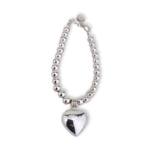 Load image into Gallery viewer, Estate Sterling Beaded Heart with Bell Bracelet