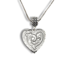 Load image into Gallery viewer, Estate Sterling Heart with Flower Pendant