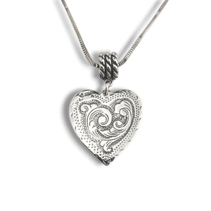 Estate Sterling Heart with Flower Pendant