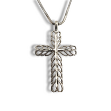 Load image into Gallery viewer, Estate Sterling Woven Look Cross Pendant