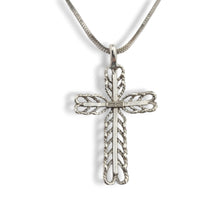 Load image into Gallery viewer, Estate Sterling Woven Look Cross Pendant