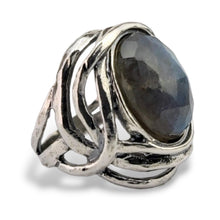 Load image into Gallery viewer, Sterling Oval Labradorite Ring