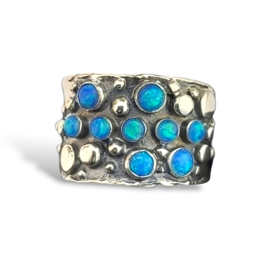 Sterling Created Opal Bubble Ring