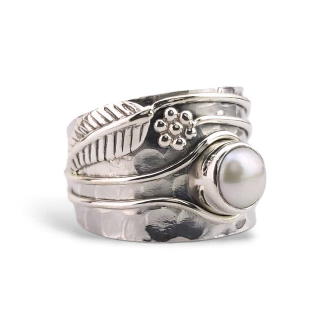 Sterling Silver Pearl Vine Ring